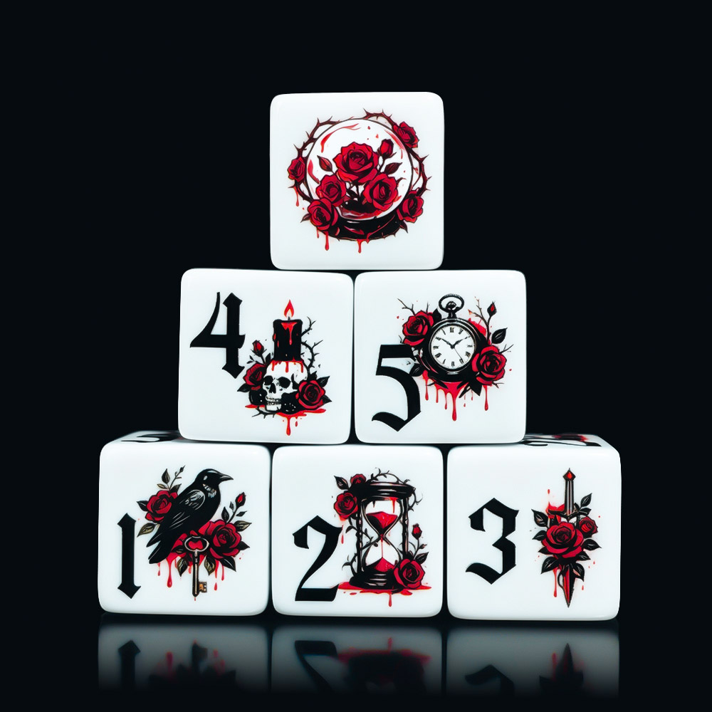 12Pcs Gothic Rose 16MM Printed - Board Game Arena review and price