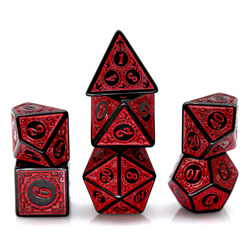 7Pcs Black Red Acrylic Polyhed - Board Game Arena review and price